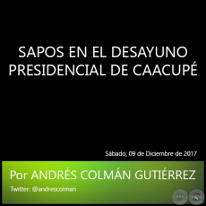 SAPOS EN EL DESAYUNO PRESIDENCIAL DE CAACUP - Por ANDRS COLMN GUTIRREZ - Sbado, 09 de Diciembre de 2017